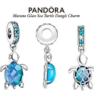 PANDORA Murano Glass Sea Turtle Dangle Charm w/box